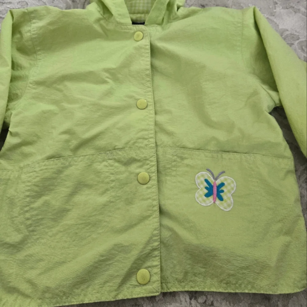 Vintage Y2K Carter's lime green butterfly hooded lightweight jacket